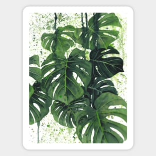 Abstract Monstera Leaves Painting 3 Magnet